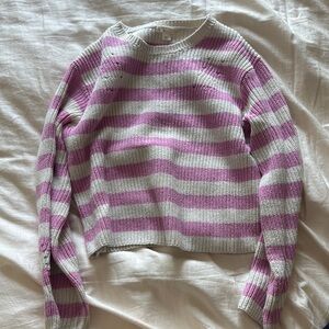 Crewcuts Pink and White Striped Kids Sweater